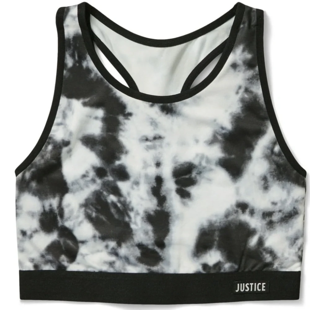 Tie Dye Print Justice Girls Racerback Sports Bra Size 38